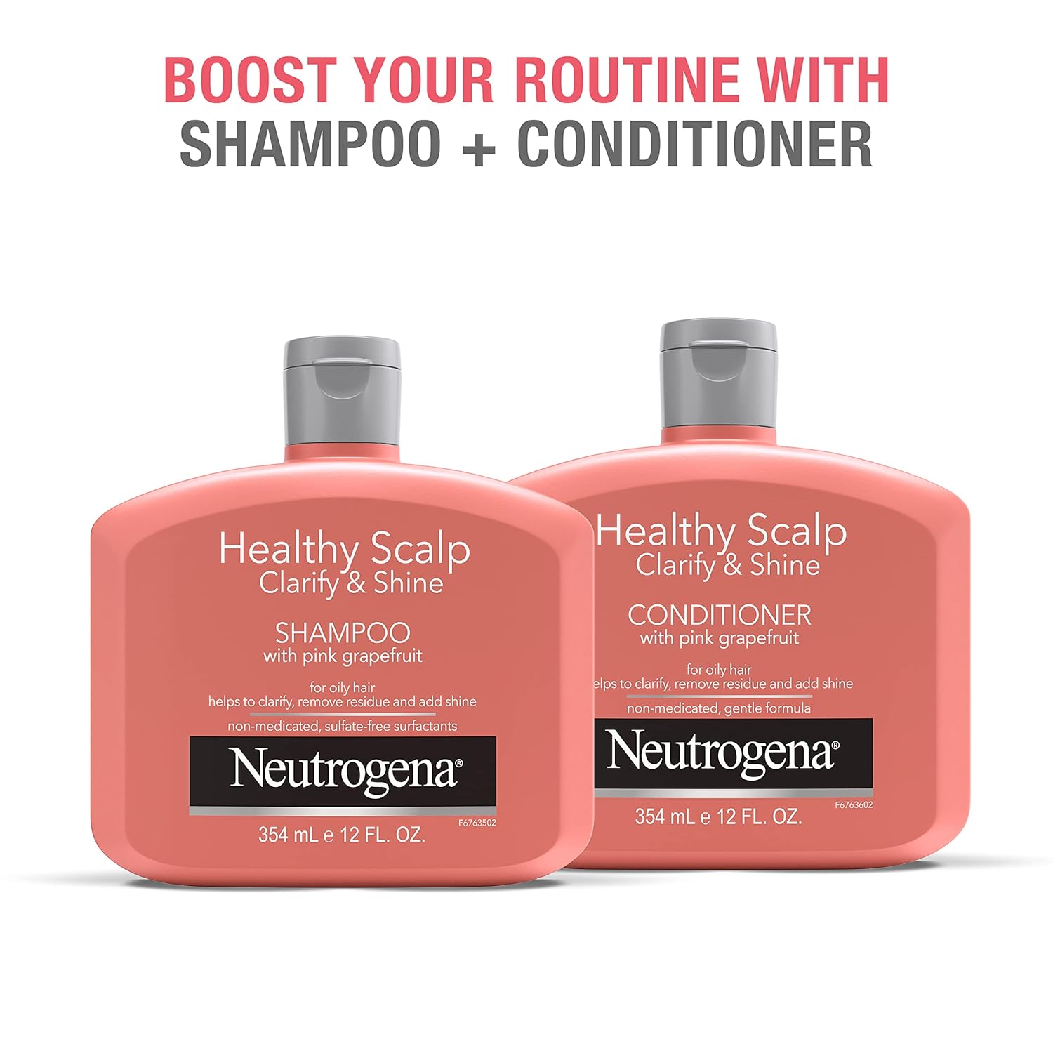 Neutrogena Exfoliating Healthy Scalp Clarify & Shine Conditioner for Oily Hair – Streamlined Shower Staple in a Clean White Bottle