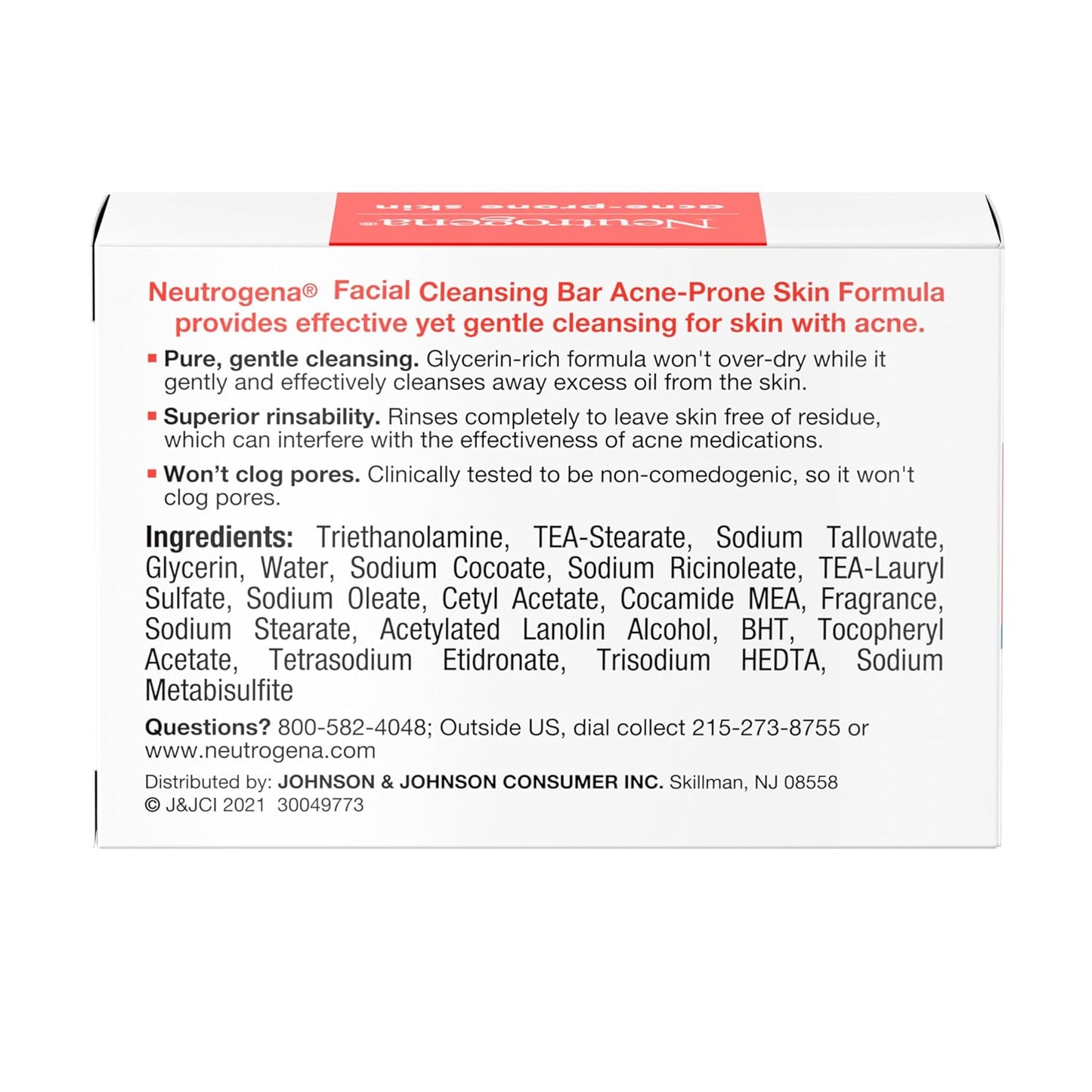 Neutrogena Facial Cleansing Bar for Acne-Prone Skin – Simple Transparent Soap for an Uncluttered Vanity