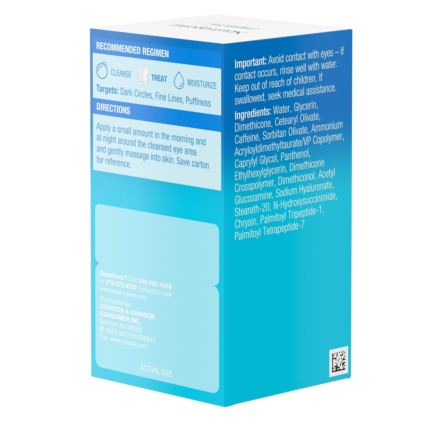 Neutrogena Hydro Boost Eye Cream – Self-Care Ritual for Tired Morning Eyes, Depuffing Under Eye Treatment with Caffeine and Hyaluronic Acid