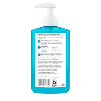 Neutrogena Hydro Boost Face Wash for Morning Skincare Rituals, Fragrance-Free Hydrating Gel Cleanser for Sensitive Skin