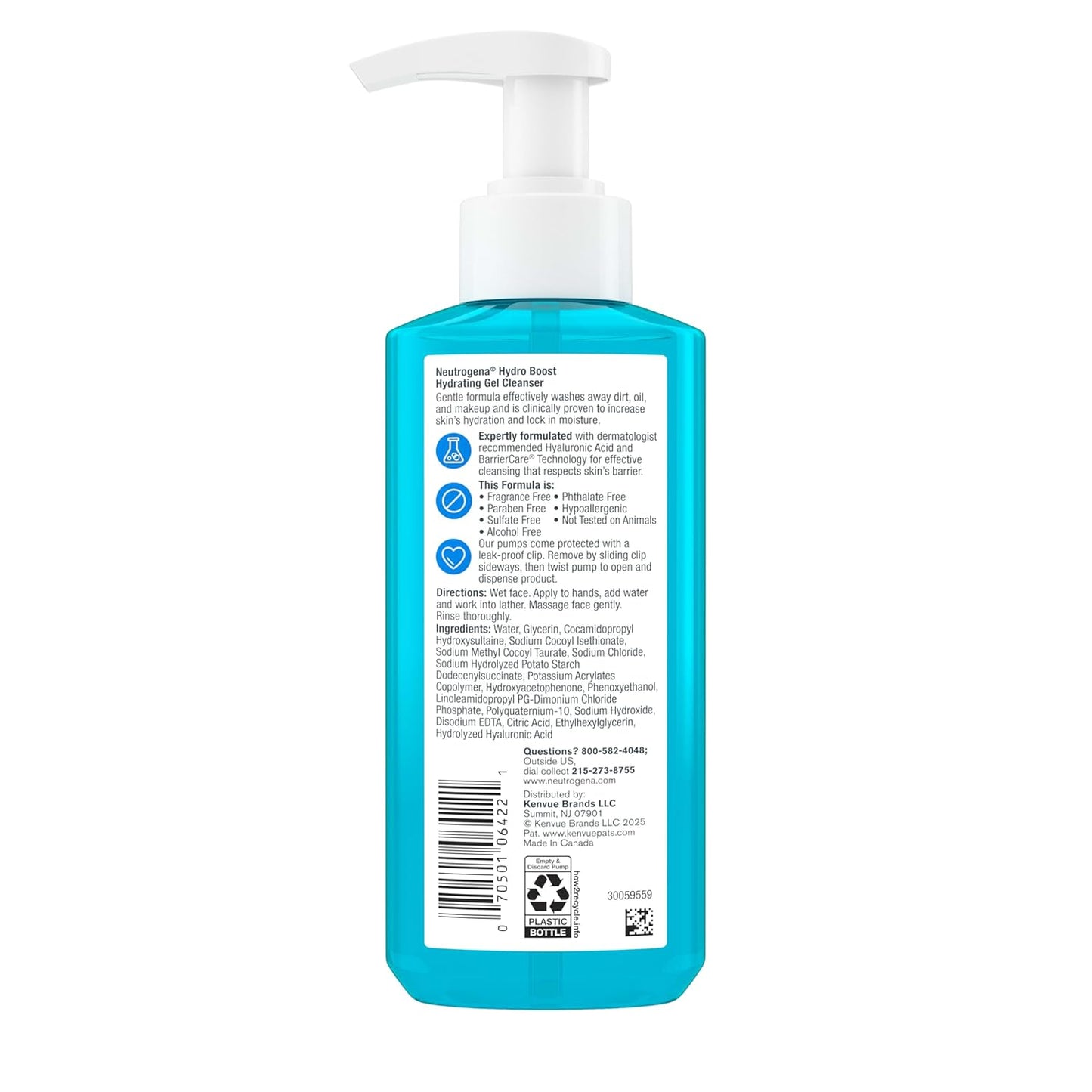 Neutrogena Hydro Boost Fragrance Free Face Wash – Hypoallergenic Hyaluronic Acid Cleanser Safe for Sensitive, Allergy Prone and Reactive Skin