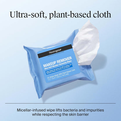 Neutrogena Makeup Remover Wipes – Clean Vanity Cleansing for a Clutter-Free Bathroom, 25 Ct