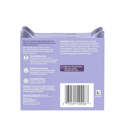 Neutrogena Night Calming Makeup Remover Wipes – Dermatologist-Tested Nightly Cleanser for Sensitive Skin, Twin Pack