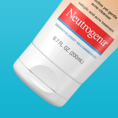 Neutrogena Oil-Free Acne Face Wash Cream Cleanser 2% Salicylic Acid – Streamlined Daily Cleanser for Clean, Simple Routines