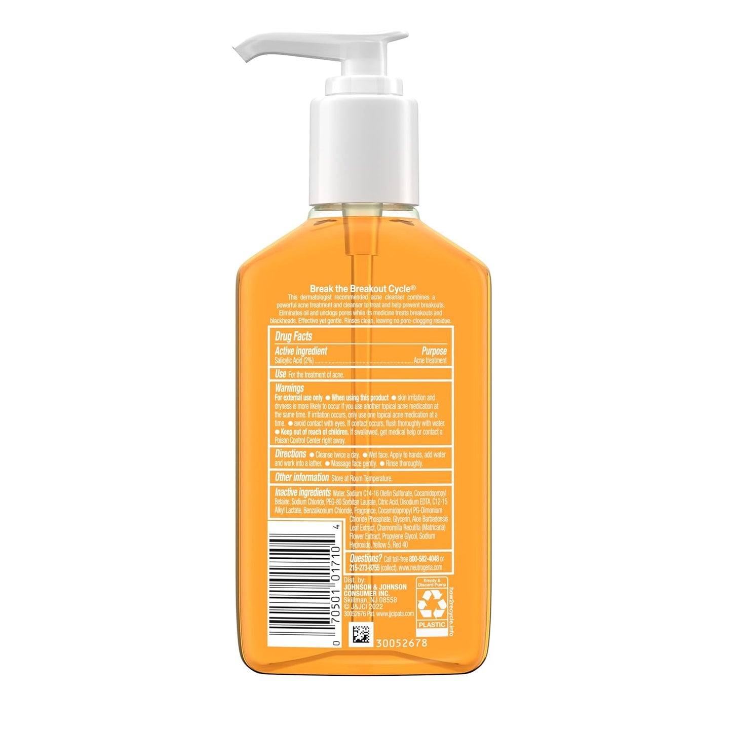 Neutrogena Oil-Free Acne Face Wash – Thoughtful Self-Care Gift for Teens and Adults, Salicylic Acid Cleanser Duo, 6 fl. oz