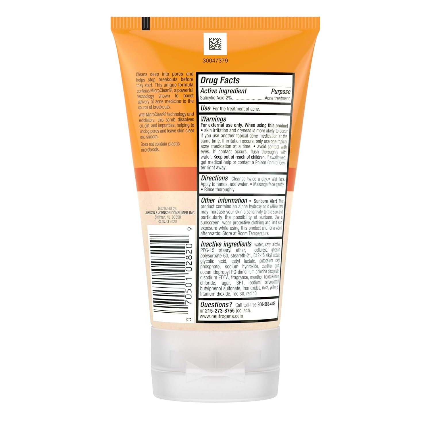 Neutrogena Oil-Free Acne Face Wash with 2% Salicylic Acid – Parent-Approved Daily Scrub for Teen Acne Breakouts