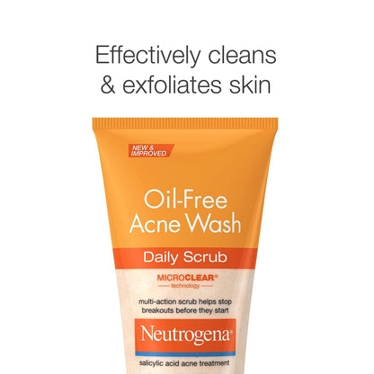 Neutrogena Oil-Free Acne Face Wash with 2% Salicylic Acid – Parent-Approved Daily Scrub for Teen Acne Breakouts