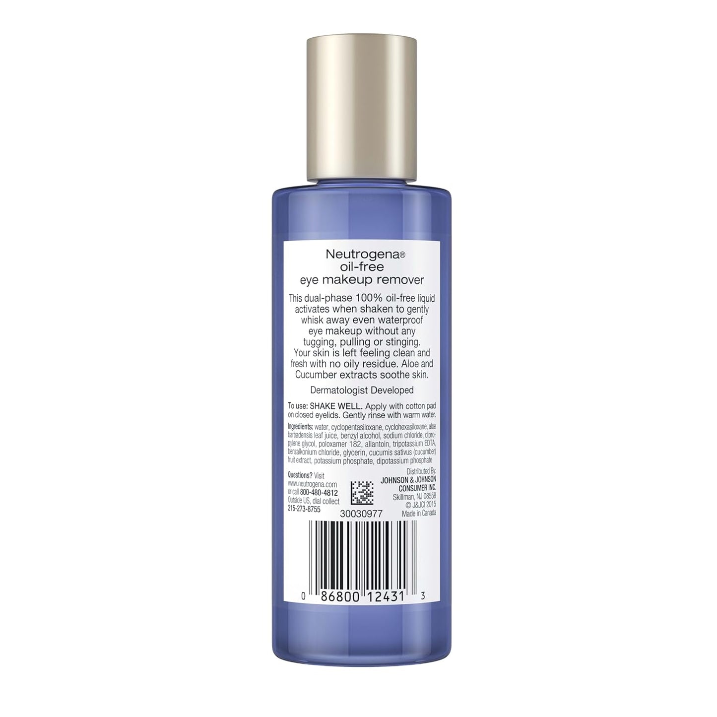 Neutrogena Oil-Free Eye Makeup Remover for a Clean Vanity Countertop, Residue-Free Cleanser for Waterproof Mascara