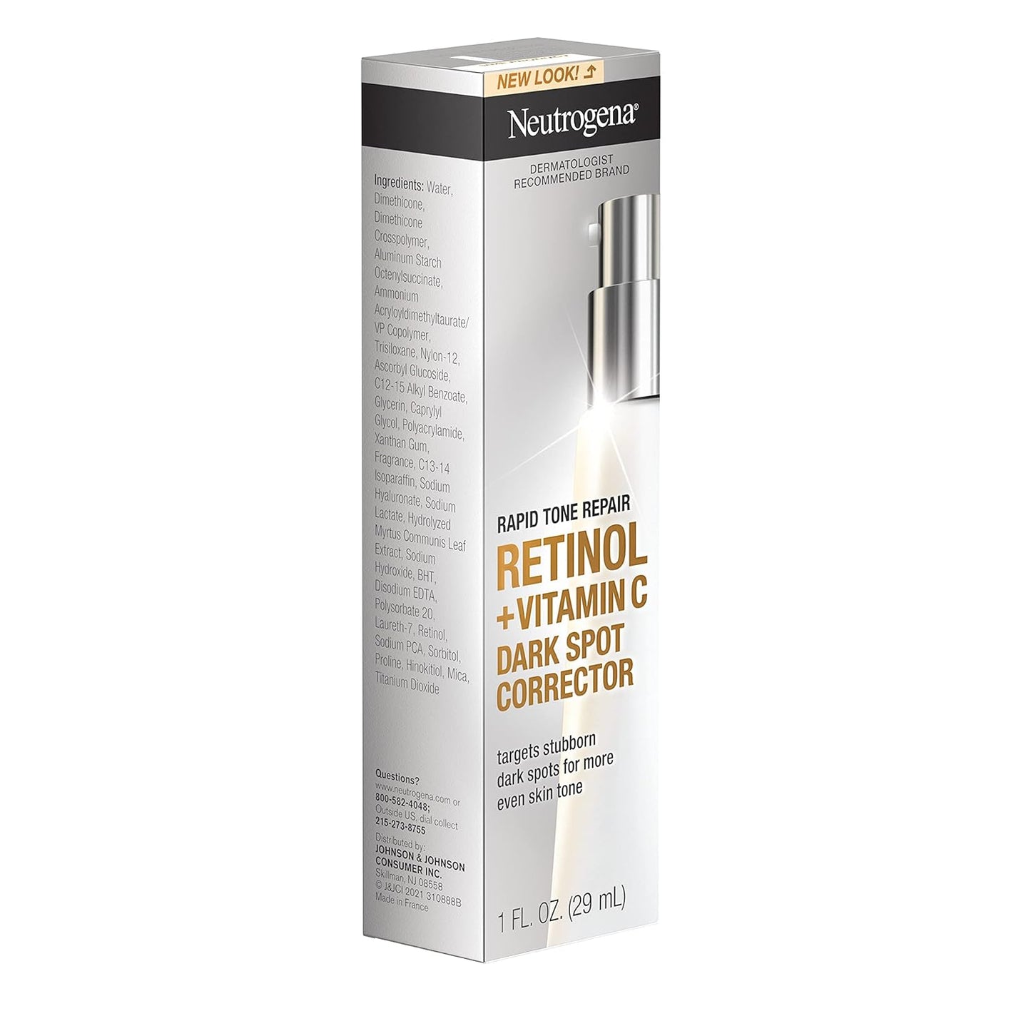 Neutrogena Rapid Tone Repair Retinol + Vitamin C Serum – Gentle, Unscented Daily Treatment for Sensitive Skin