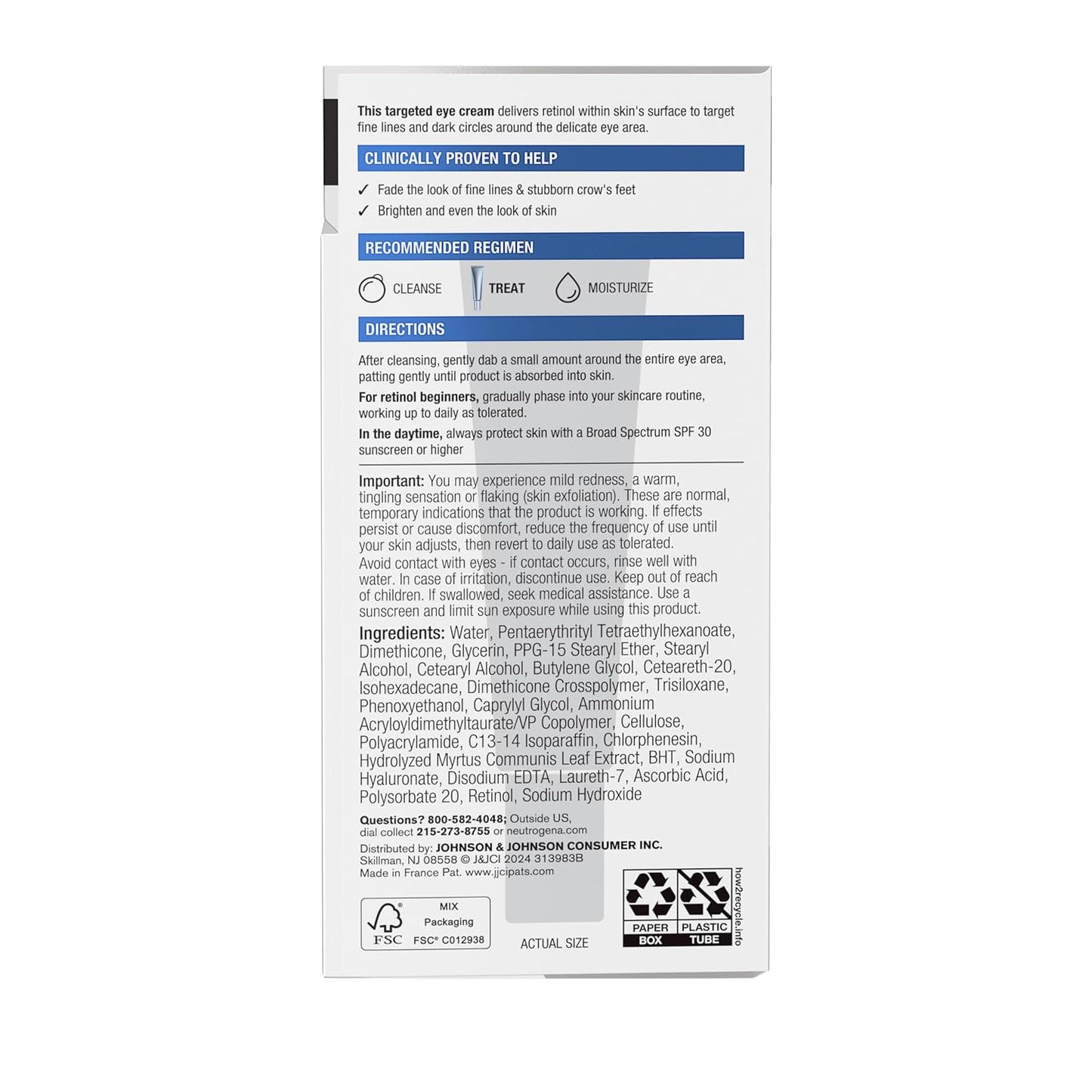 Neutrogena Rapid Wrinkle Repair Retinol Eye Cream – Nightly Self-Care Ritual for Mature Skin, Hyaluronic Acid Under-Eye Treatment
