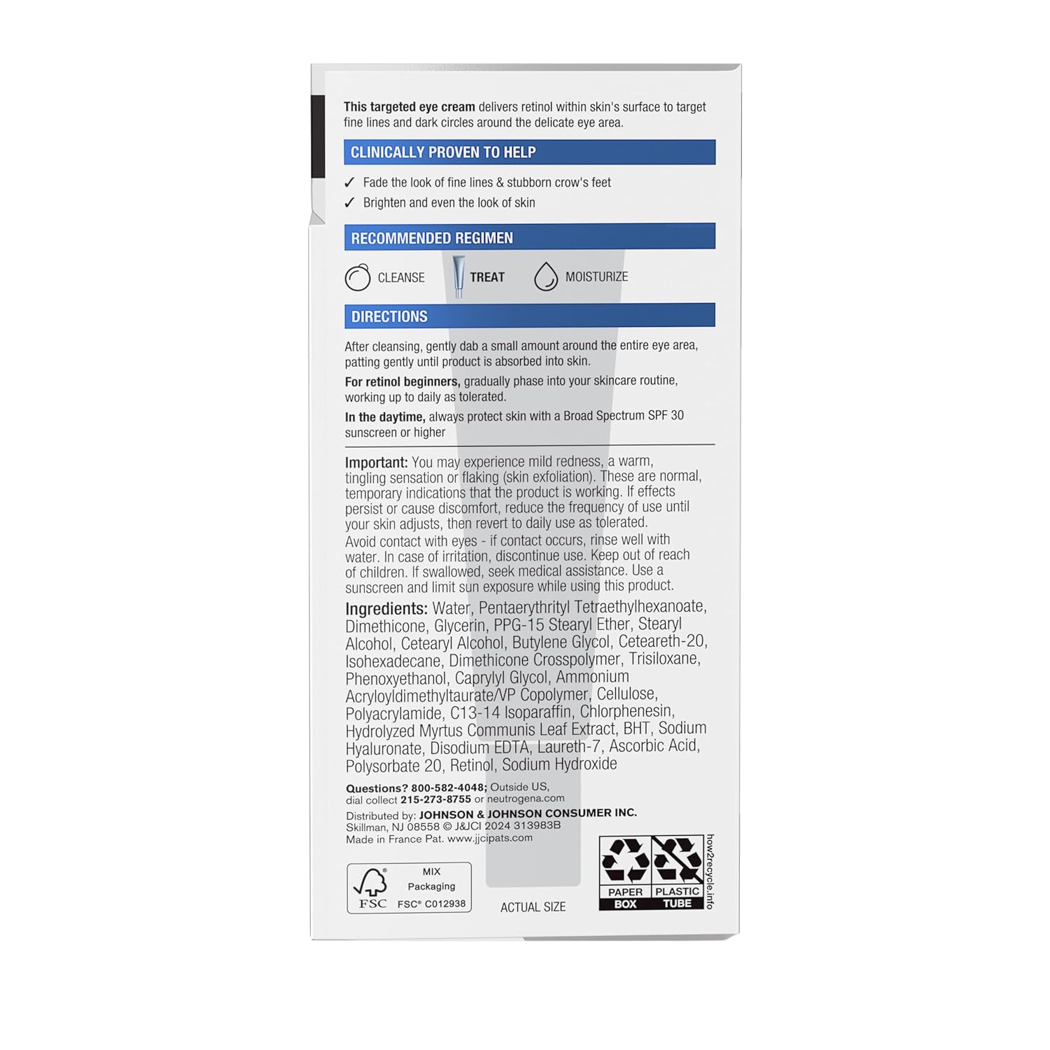 Neutrogena Rapid Wrinkle Repair Retinol Eye Cream – Nightly Self-Care Ritual for Mature Skin, Hyaluronic Acid Under-Eye Treatment