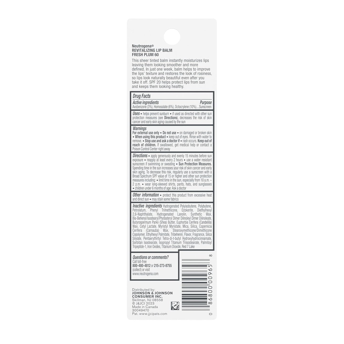 Neutrogena Revitalizing Tinted Lip Balm SPF 20 – Pocket-Size Sun Protection for Hiking, Patio, and Beach Days