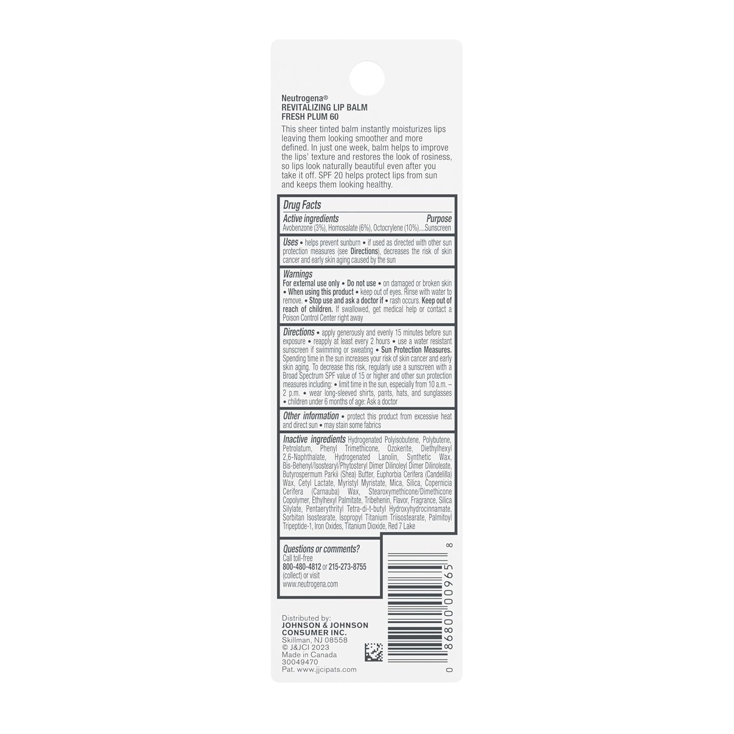 Neutrogena Revitalizing Tinted Lip Balm SPF 20 – Pocket-Size Sun Protection for Hiking, Patio, and Beach Days