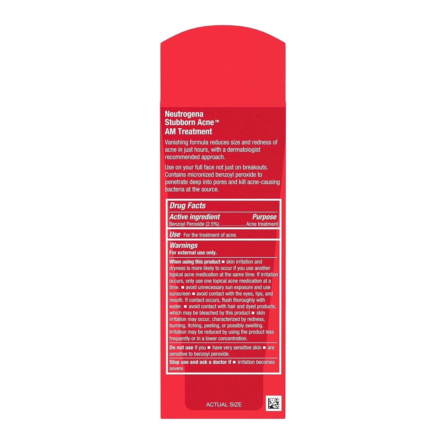 Neutrogena Stubborn Acne AM Treatment – Gentle 2.5% Benzoyl Peroxide for Sensitive Skin, No Harsh Fragrance or Dyes