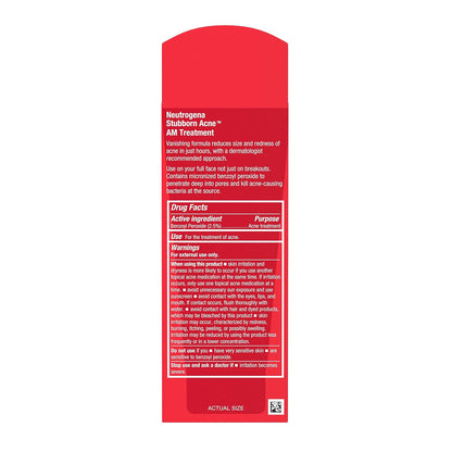 Neutrogena Stubborn Acne AM Treatment – Gentle 2.5% Benzoyl Peroxide for Sensitive Skin, No Harsh Fragrance or Dyes
