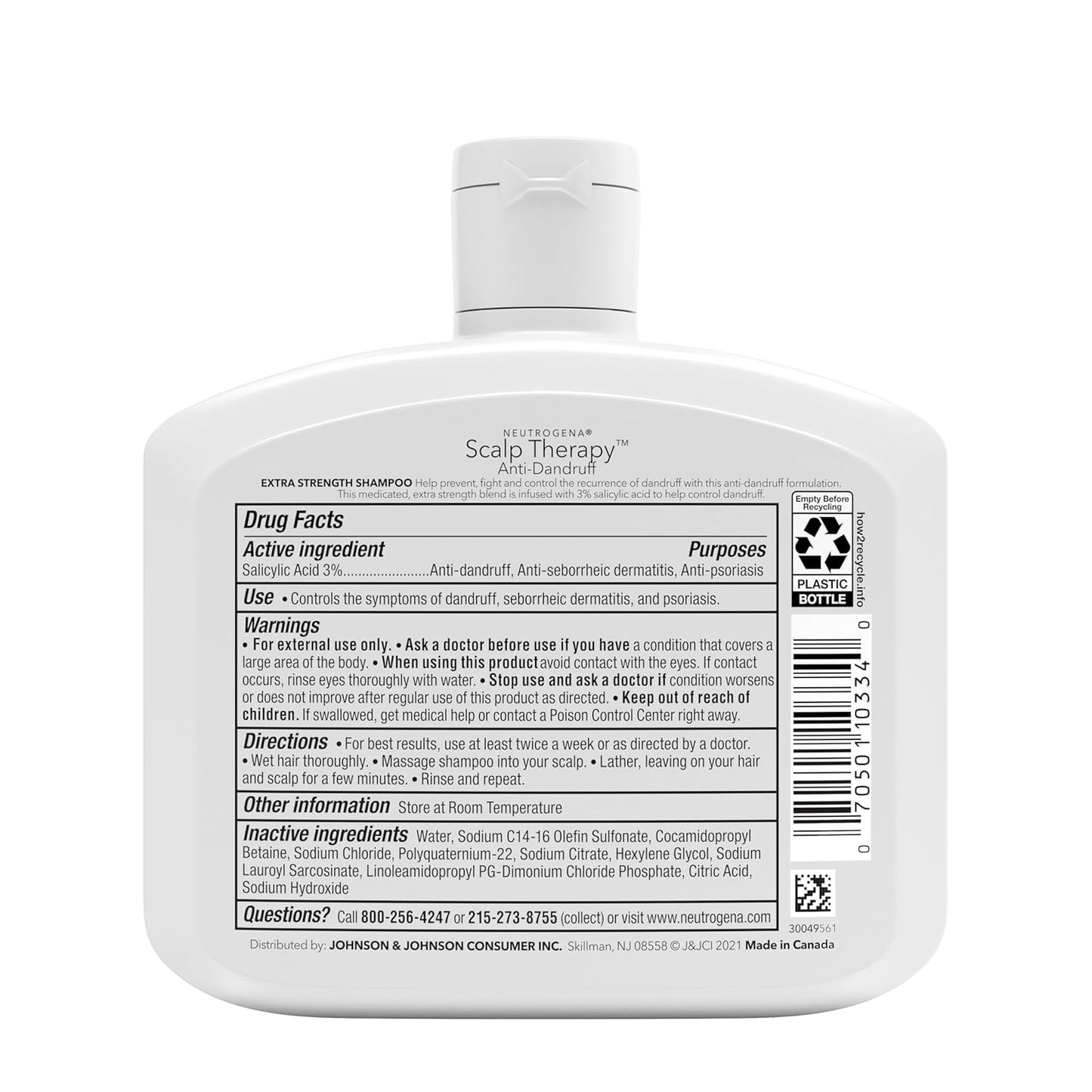 Neutrogena T/Sal Scalp Therapy Shampoo – Dermatologist-Recommended Safe Treatment for Recurring Dandruff, 3% Salicylic Acid, 12 fl. oz