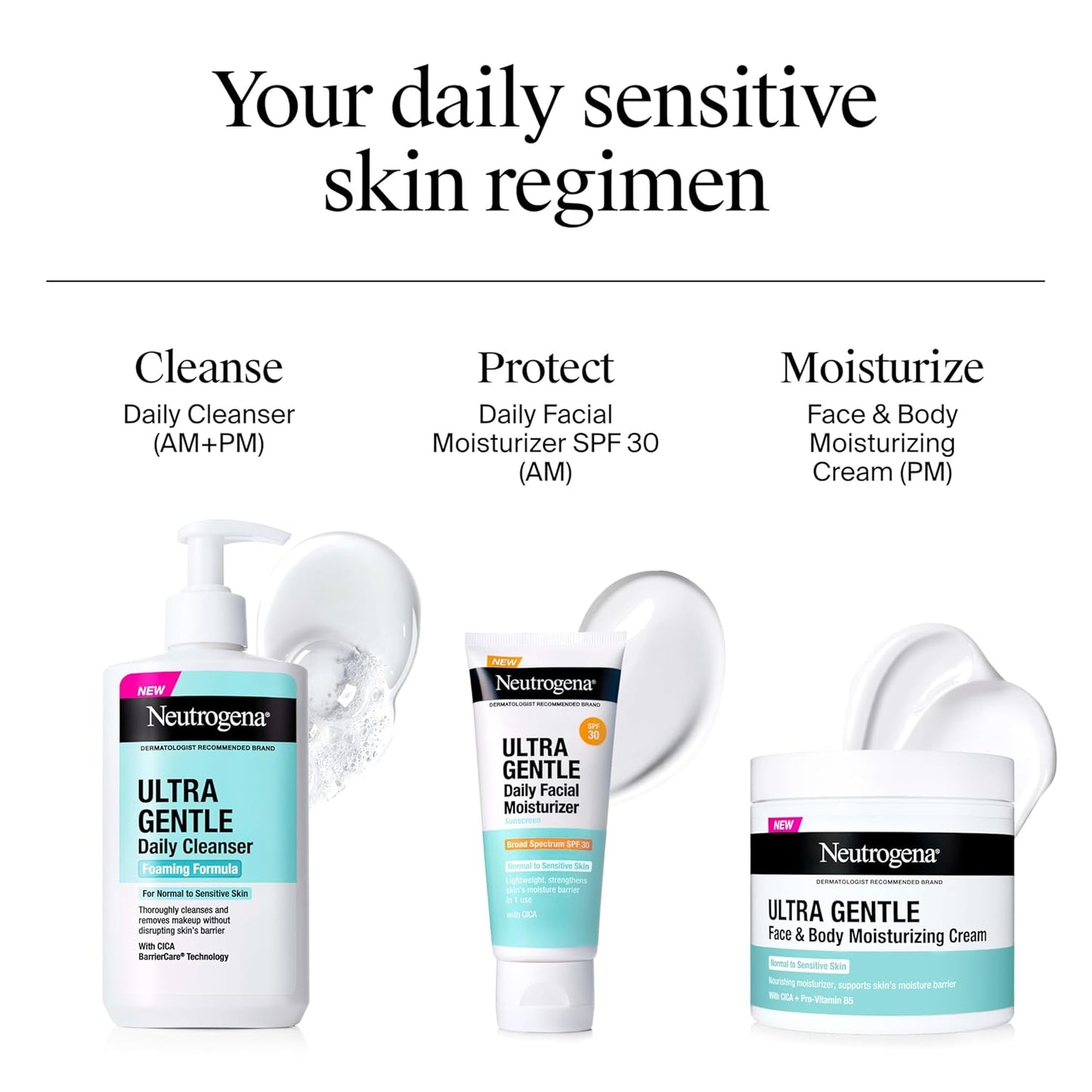 Neutrogena Ultra Gentle Foaming Cleanser for Sensitive Skin, Fragrance Free Daily Face Wash for a Calming Morning Skincare Ritual