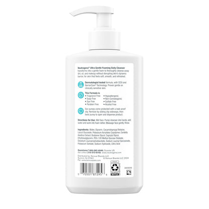 Neutrogena Ultra Gentle Foaming Cleanser – Simple Fragrance-Free Daily Face Wash for Clean Routines, 12 fl. oz