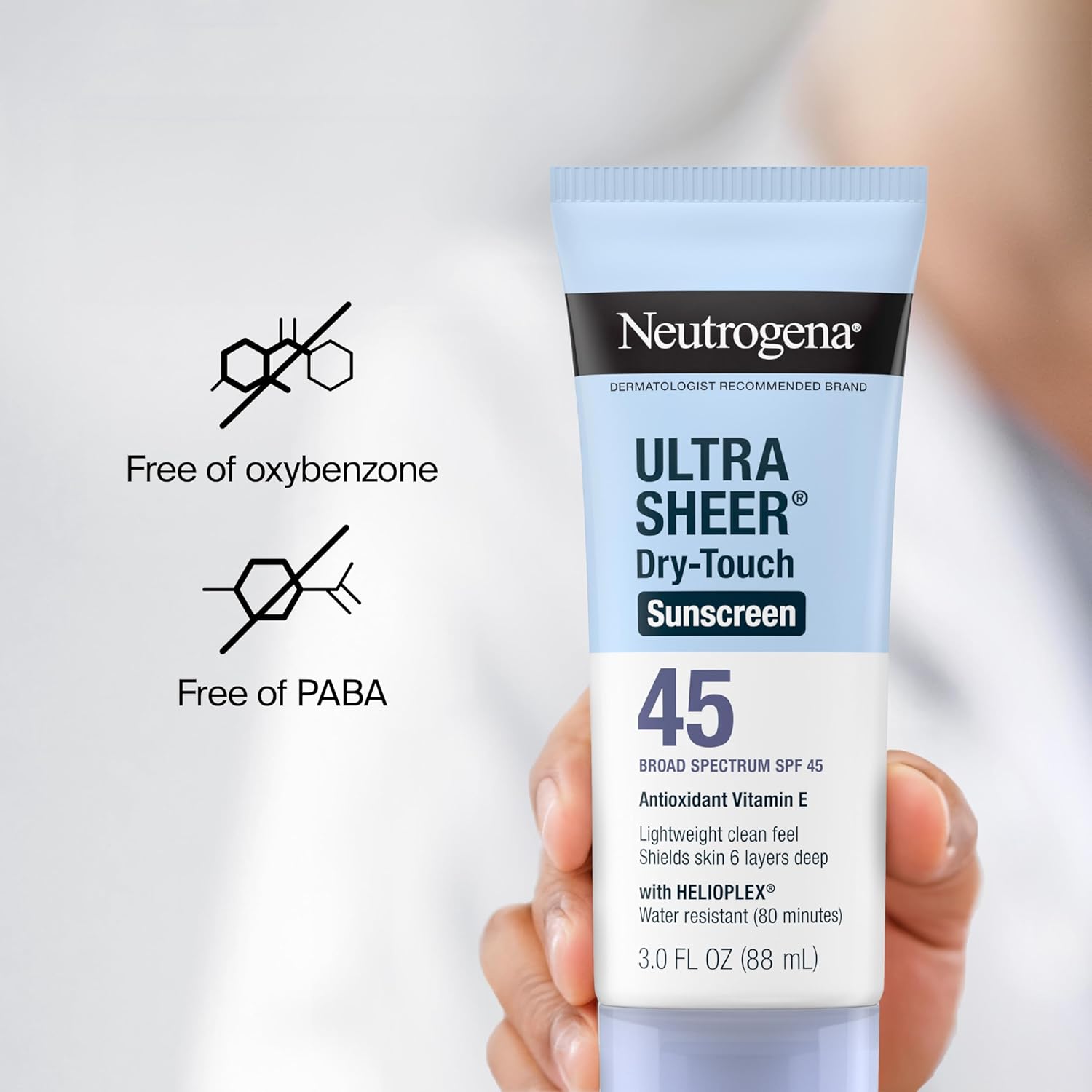 Neutrogena Ultra Sheer Dry-Touch SPF 45 Travel Sunscreen for Hiking, Biking, and Beach Days