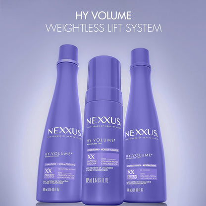 Nexxus Hy-Volume Cloud Foam Hair Foam – Mindful Volumizing Step for Fine Hair Wellness Routine with Hyaluronic Acid 5.5 fl oz