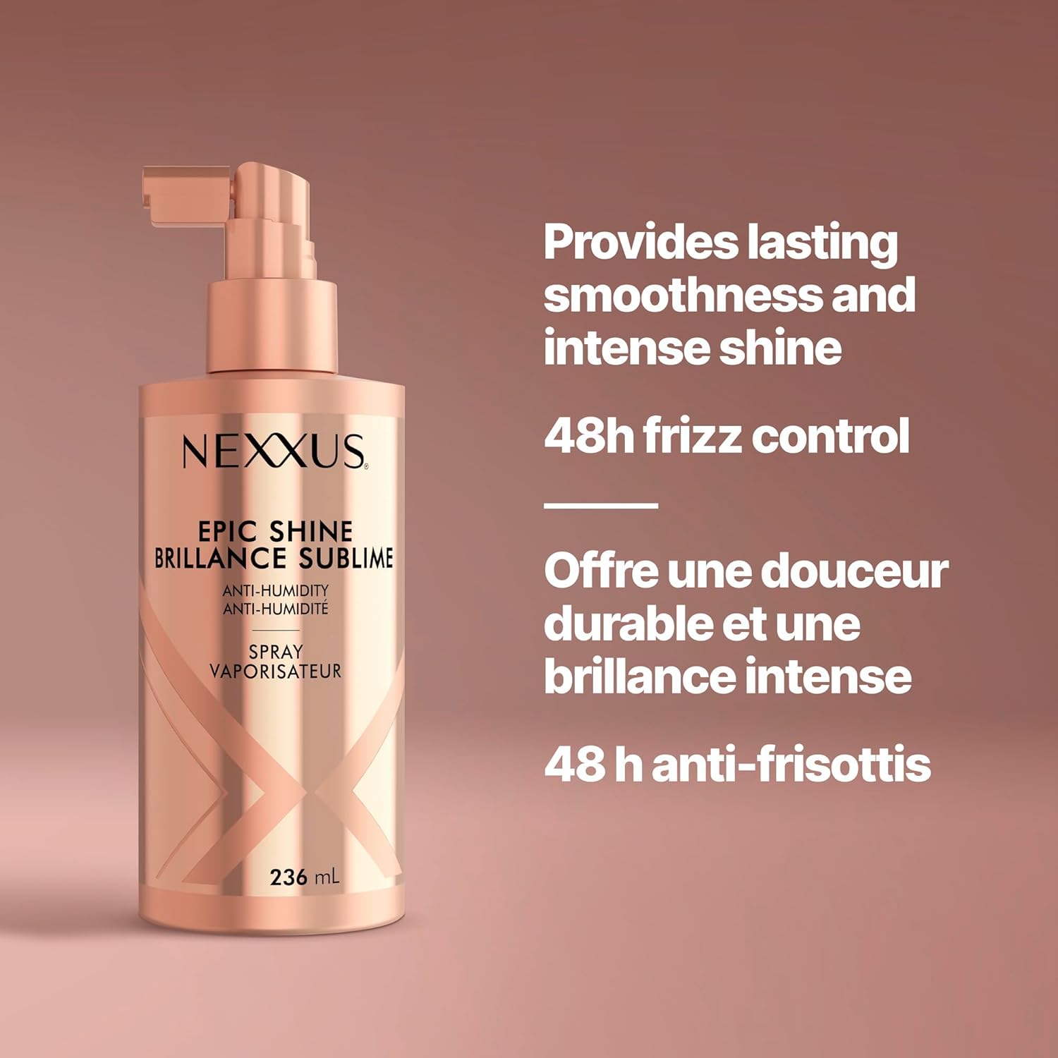 Nexxus Sleek Polish Heat Protectant – Single-Step Frizz Solution for Clean Vanities, 8 oz