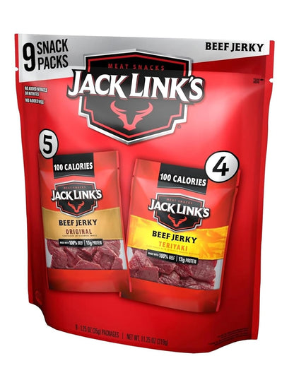 nine 1.25 oz single-serve bags in original and teriyaki varieties