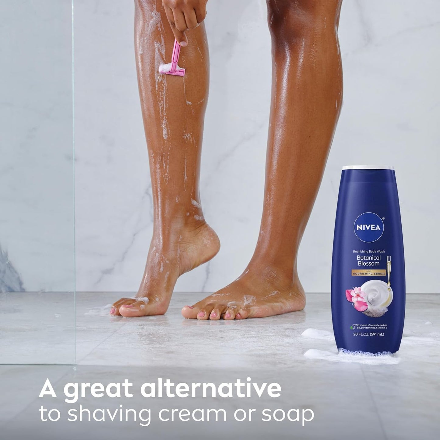 NIVEA Botanical Blossom Body Wash for Women – Clean Beauty Body Wash with Recycled Plastic Bottle, 88 Percent Naturally Derived Formula for Daily Shower