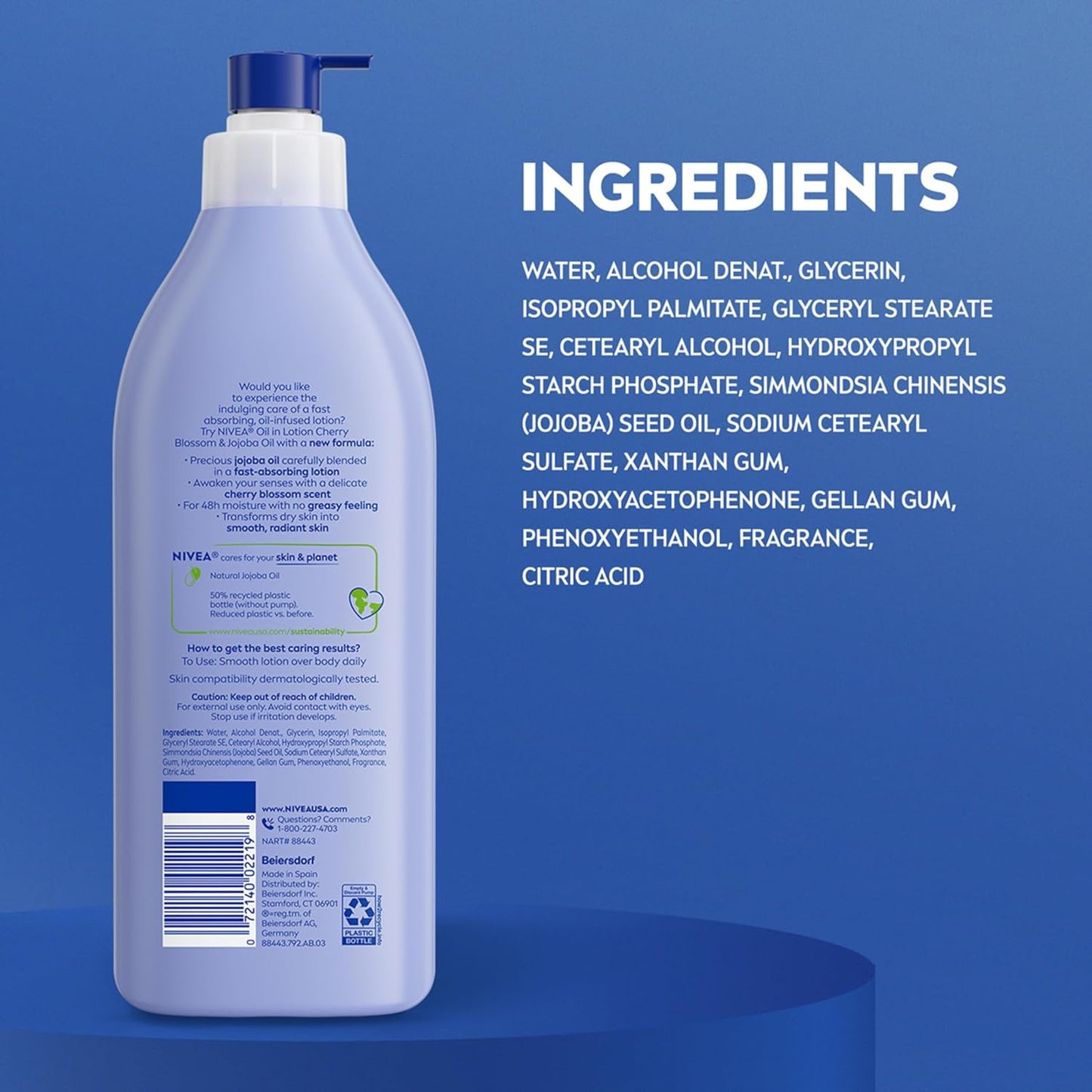 NIVEA Cherry Blossom Body Lotion – Practical Birthday Gift for Her, Pack of 2 with 48-Hour Moisture