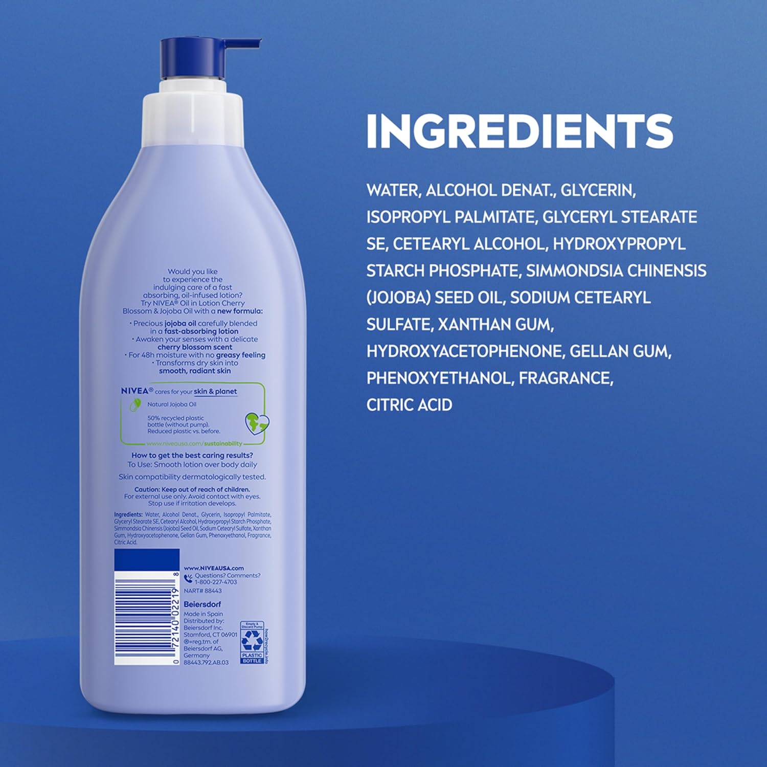 NIVEA Cherry Blossom Body Lotion – Practical Birthday Gift for Her, Pack of 2 with 48-Hour Moisture