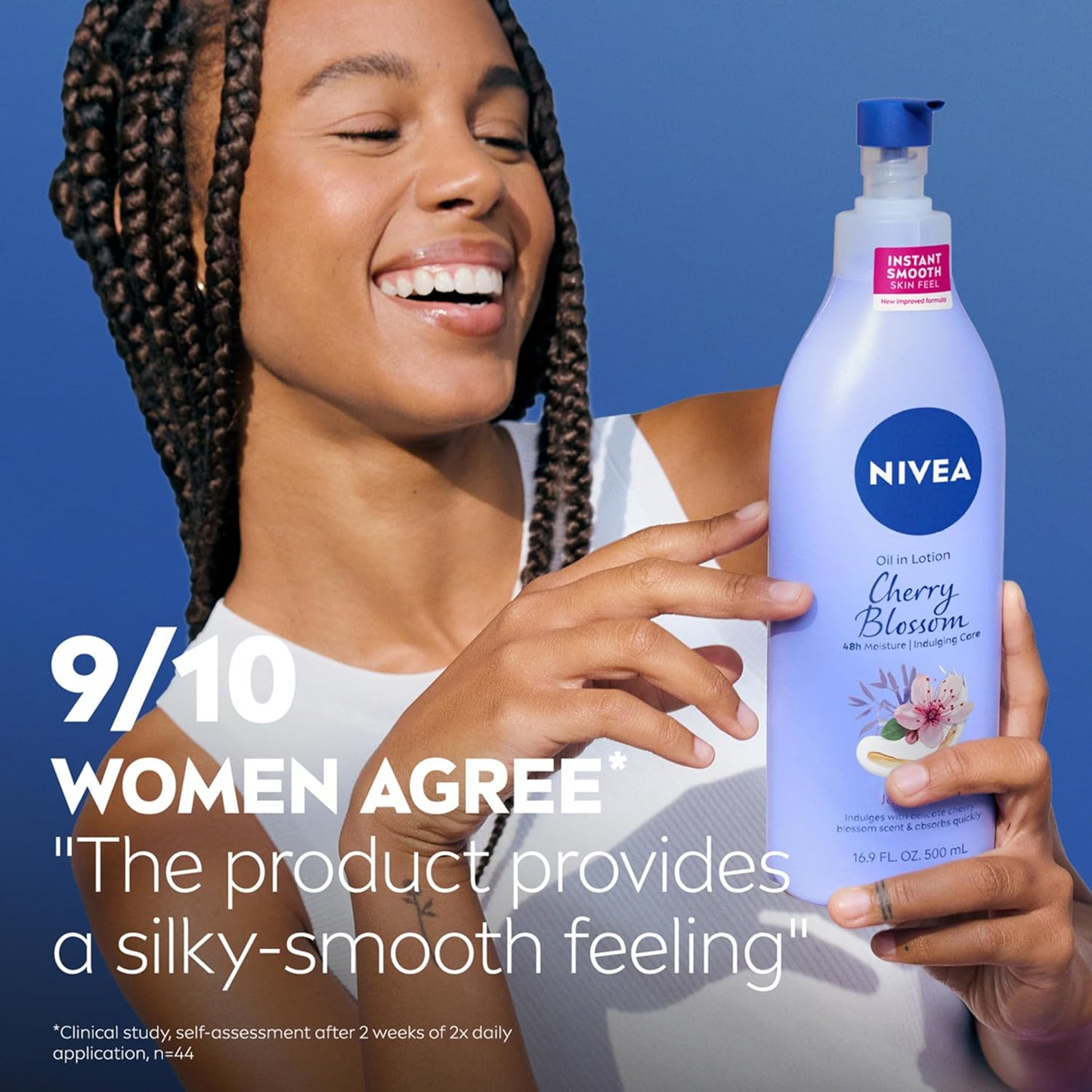 NIVEA Cherry Blossom Body Lotion – Practical Birthday Gift for Her, Pack of 2 with 48-Hour Moisture