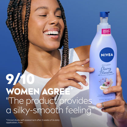 NIVEA Cherry Blossom Body Lotion – Practical Birthday Gift for Her, Pack of 2 with 48-Hour Moisture