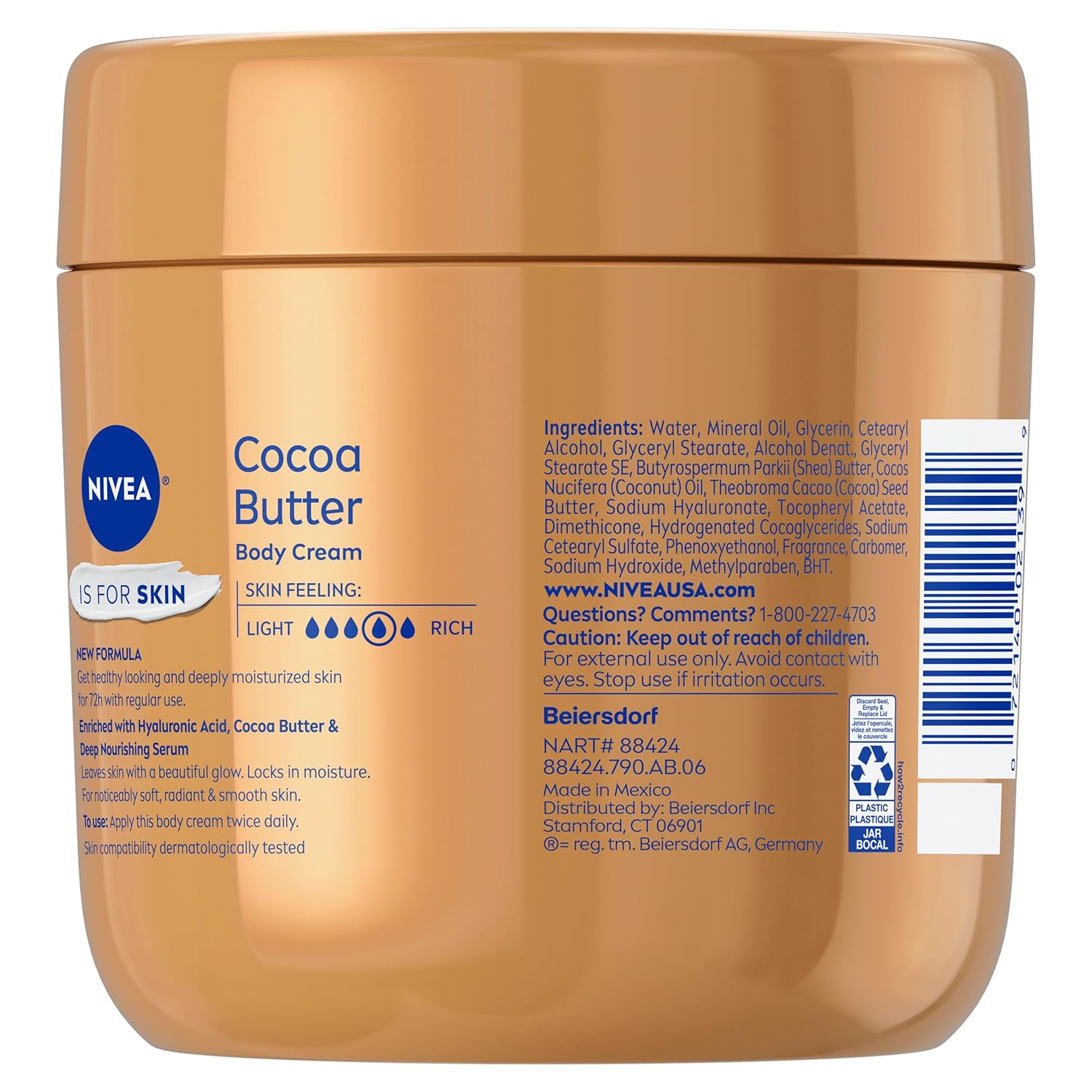 NIVEA Cocoa Butter Body Cream with Deep Nourishing Serum – Birthday Gift for Women Who Love Skincare, 16 Ounce Jar