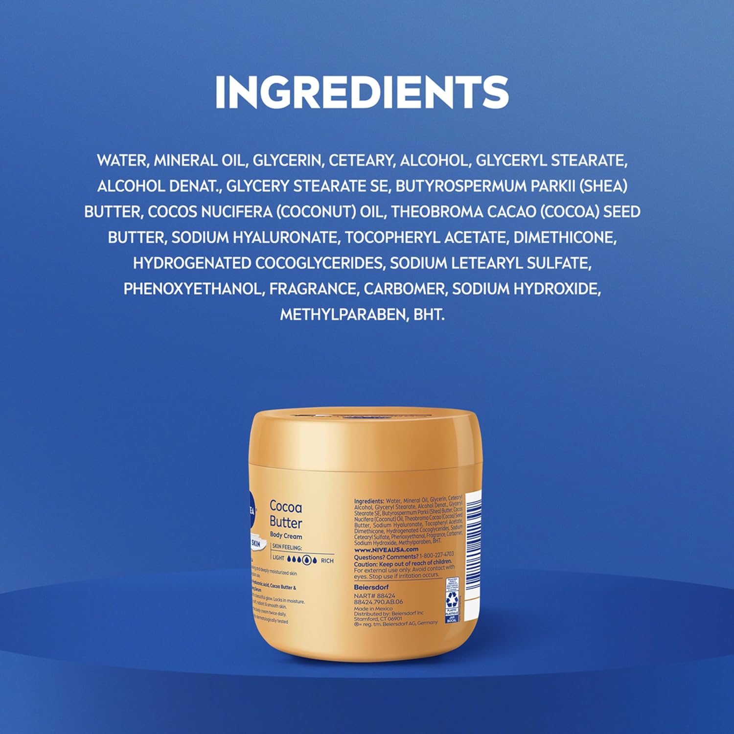 NIVEA Cocoa Butter Body Cream with Deep Nourishing Serum – Nightly Body Lotion Ritual for Dry Skin, 16 Ounce Jar