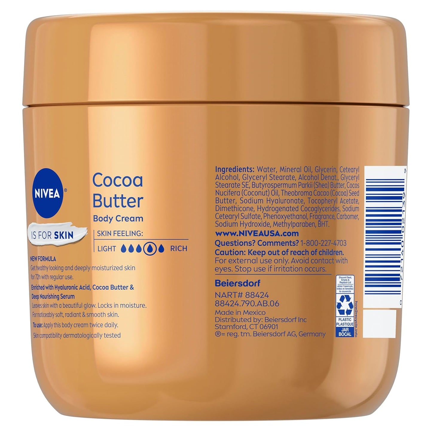 NIVEA Cocoa Butter Body Cream with Deep Nourishing Serum – Nightly Body Lotion Ritual for Dry Skin, 16 Ounce Jar