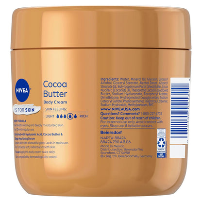 NIVEA Cocoa Butter Body Cream with Deep Nourishing Serum – Nightly Body Lotion Ritual for Dry Skin, 16 Ounce Jar