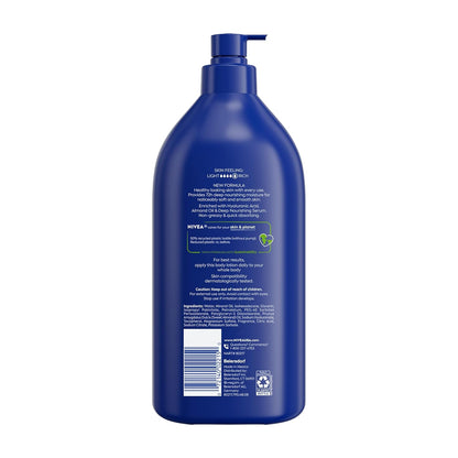 NIVEA Essentially Enriched Body Lotion for Very Dry Skin with Hyaluronic Acid, Streamlined 50% Recycled Packaging and Effortless Daily Moisture, 33.8 Fl Oz