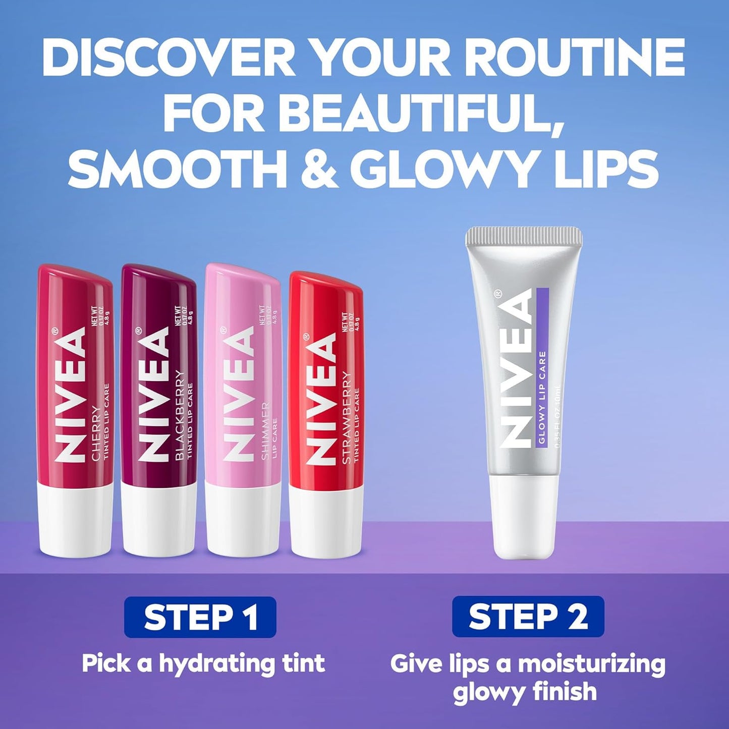 NIVEA Glowy Lips Vegan Lip Balm – Affordable Birthday Gift for Her, Glossy Hydration in 0.35 Fl Oz