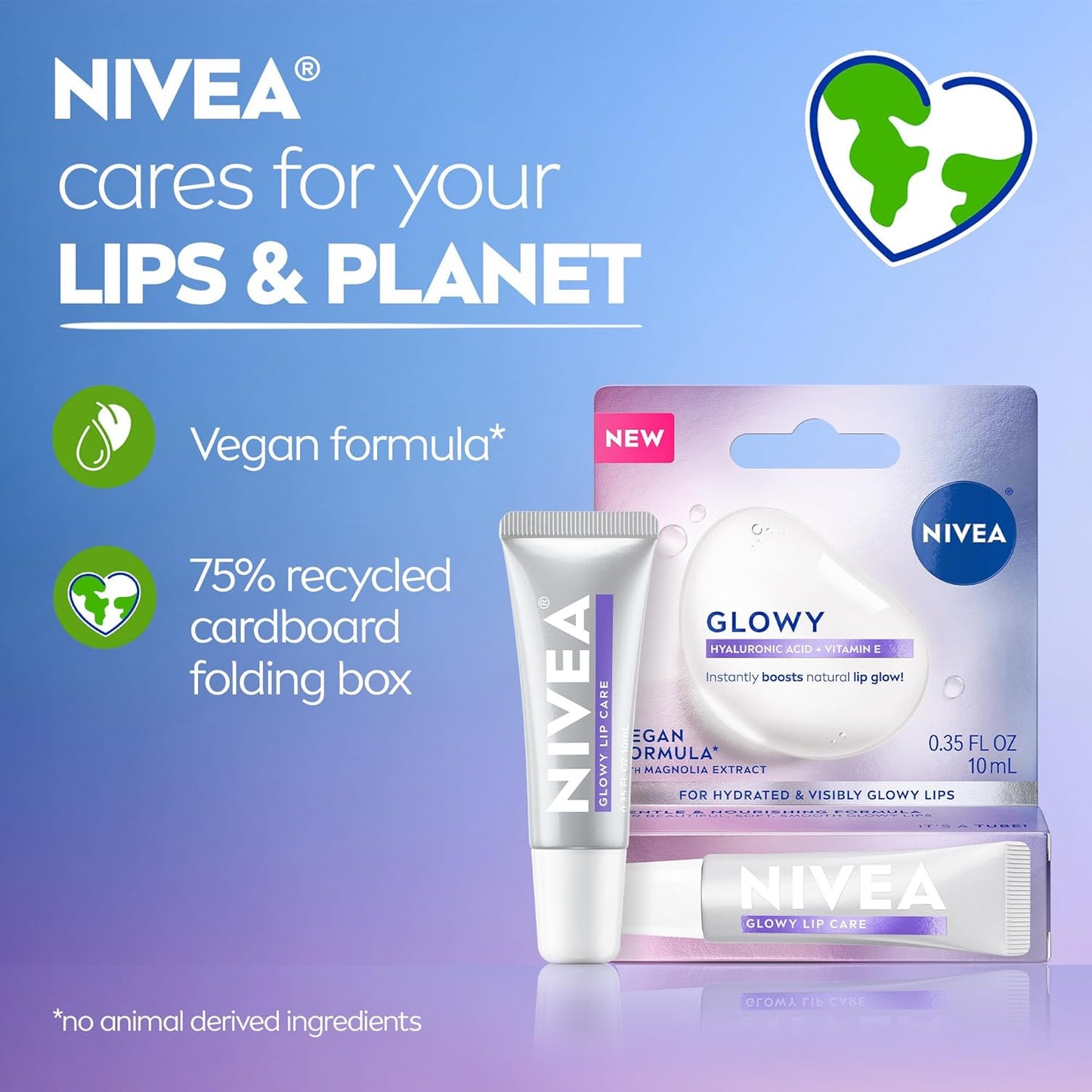 NIVEA Glowy Lips Vegan Lip Balm – Affordable Birthday Gift for Her, Glossy Hydration in 0.35 Fl Oz