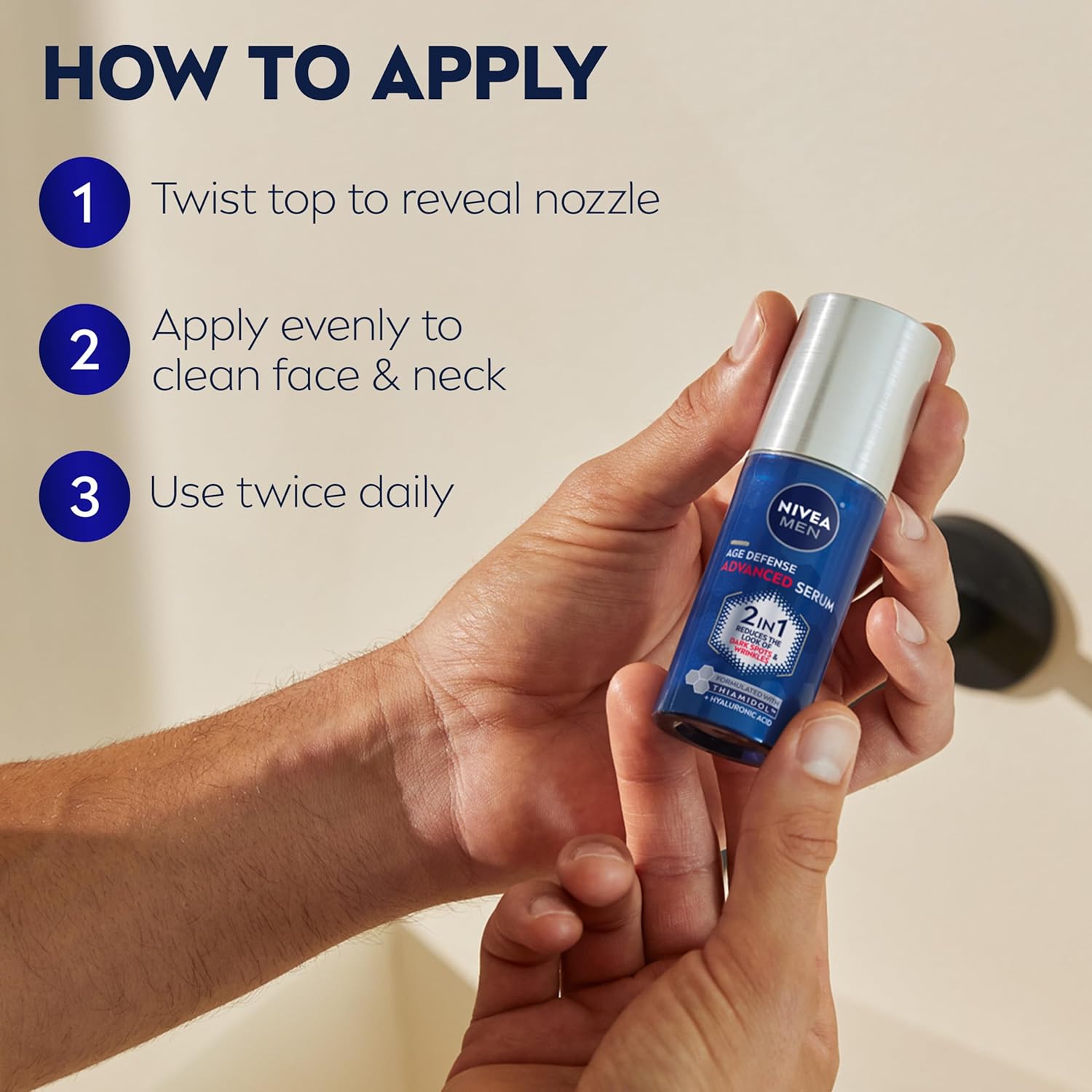 NIVEA MEN Age Defense Advanced Face Serum – Dermatologically Tested Anti-Aging Serum for All Skin Types
