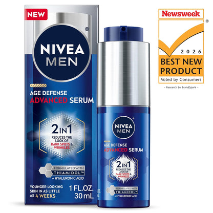 NIVEA MEN Age Defense Advanced Face Serum – Dermatologically Tested Anti-Aging Serum for All Skin Types