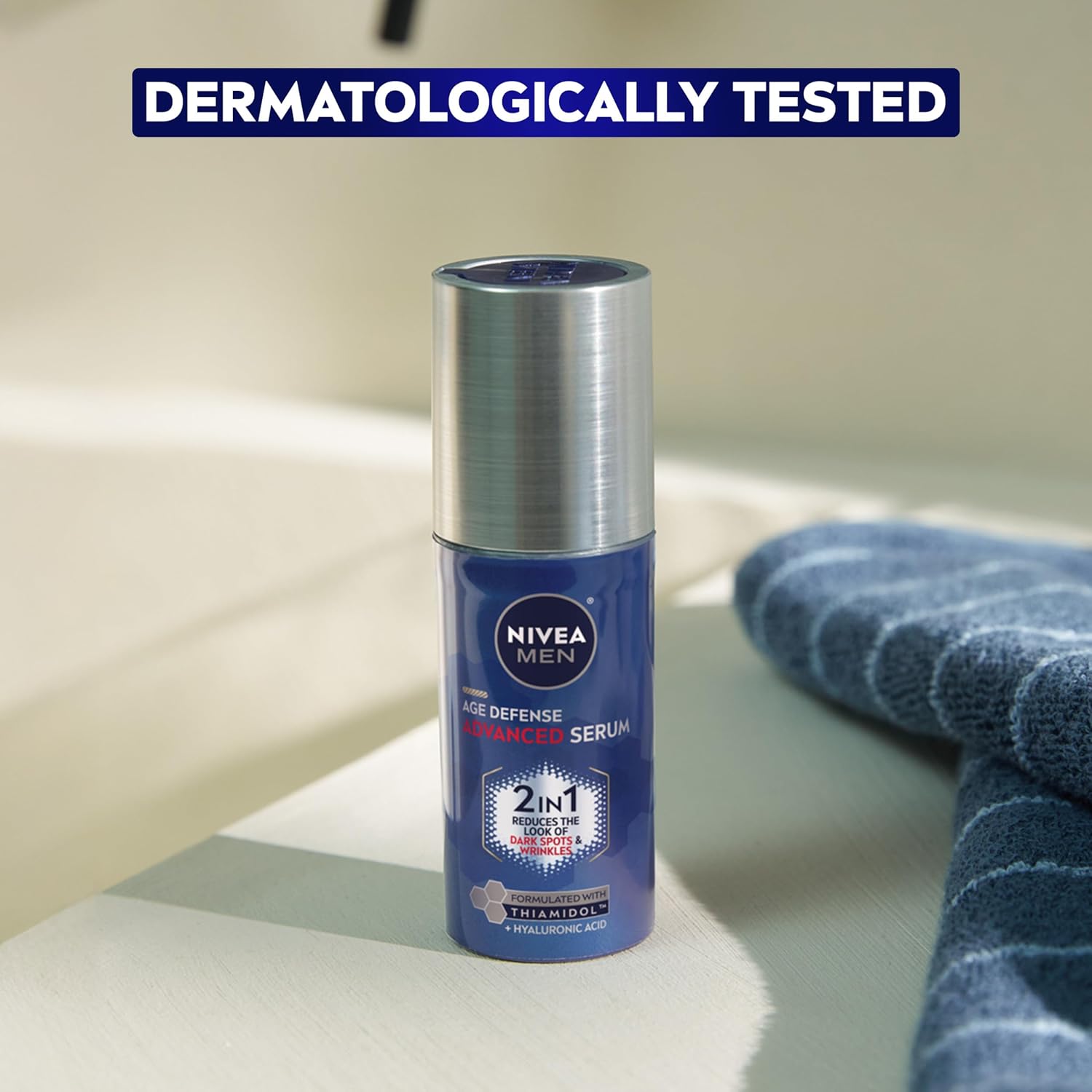 NIVEA MEN Age Defense Advanced Face Serum – Dermatologically Tested Anti-Aging Serum for All Skin Types