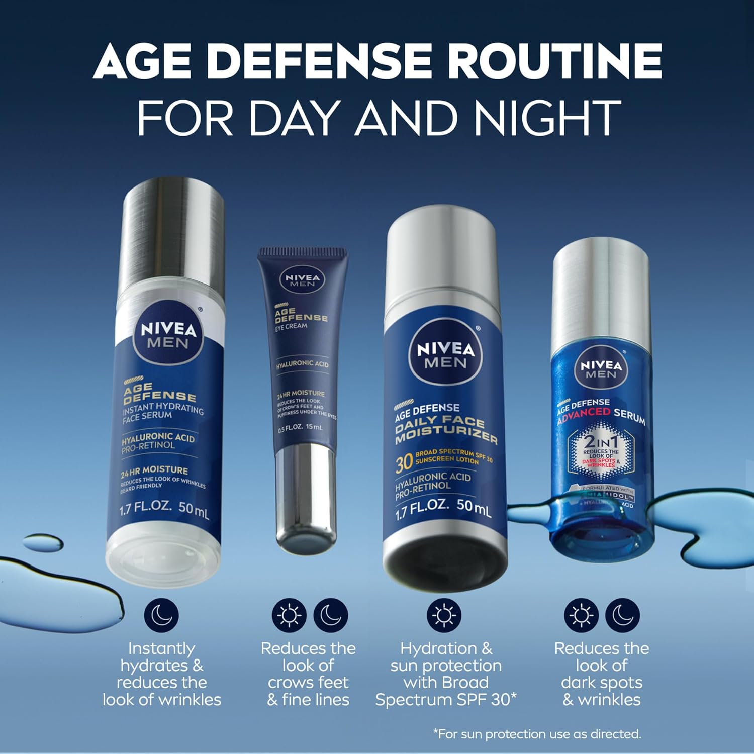 NIVEA MEN Age Defense Face Moisturizer with SPF 30 – Morning Self-Care Ritual for Men Targeting Fine Lines and Loss of Firmness