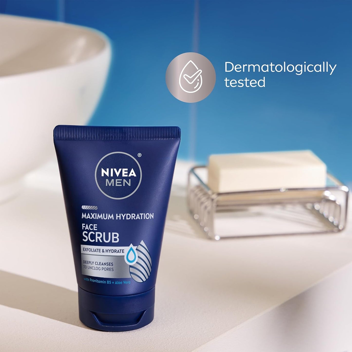 NIVEA MEN Maximum Hydration Face Scrub – Thoughtful Birthday Gift for Him, Daily Exfoliating Skincare Staple