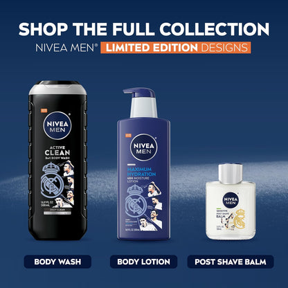 NIVEA MEN Real Madrid Active Clean 3-in-1 Charcoal Body Wash – One Bottle Shower Solution for the Streamlined Bathroom
