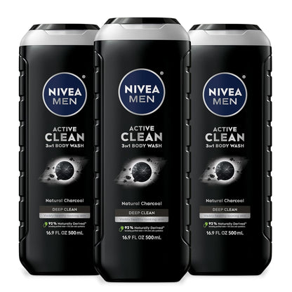 NIVEA MEN Real Madrid Limited Edition Body Wash – Birthday Gift for the Ultimate Fan, 3-in-1 Charcoal Shower Set