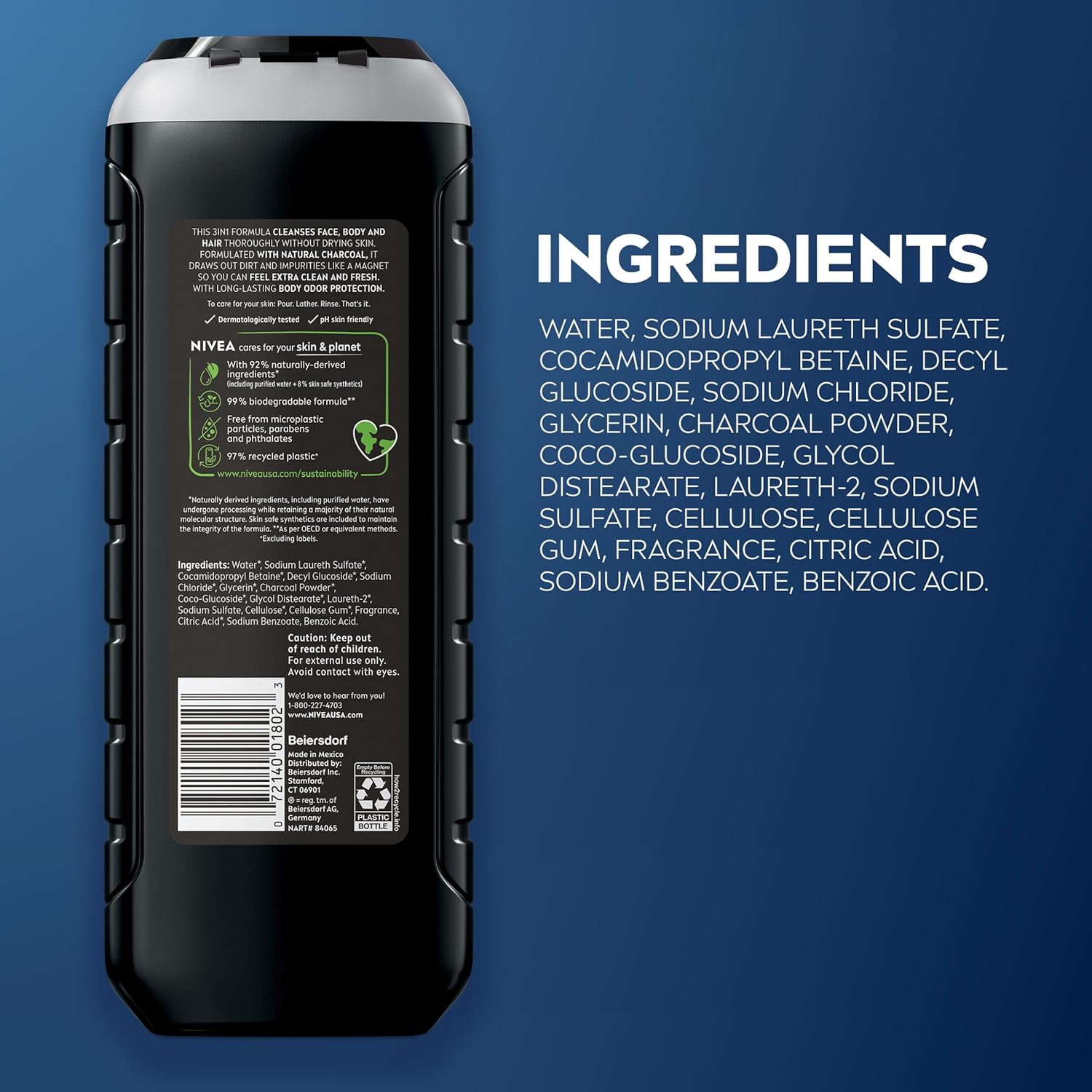 NIVEA MEN Real Madrid Limited Edition Body Wash – Birthday Gift for the Ultimate Fan, 3-in-1 Charcoal Shower Set