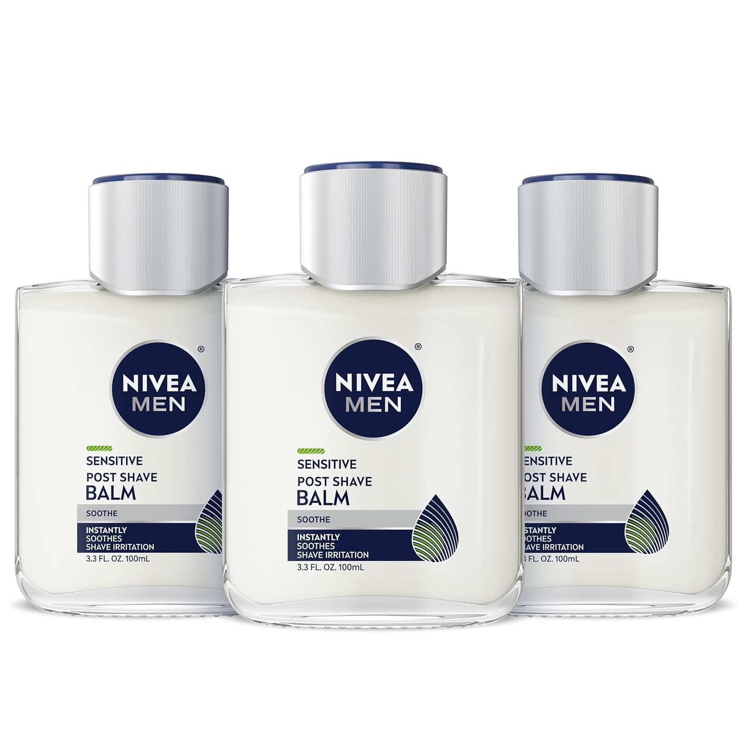 NIVEA MEN Real Madrid Limited Edition Sensitive Post Shave Balm – Soccer Fan Gift for Him, 3.3 fl Oz 3-Pack