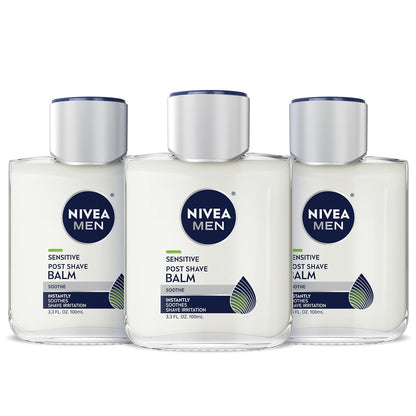 NIVEA MEN Real Madrid Limited Edition Sensitive Post Shave Balm – Soccer Fan Gift for Him, 3.3 fl Oz 3-Pack
