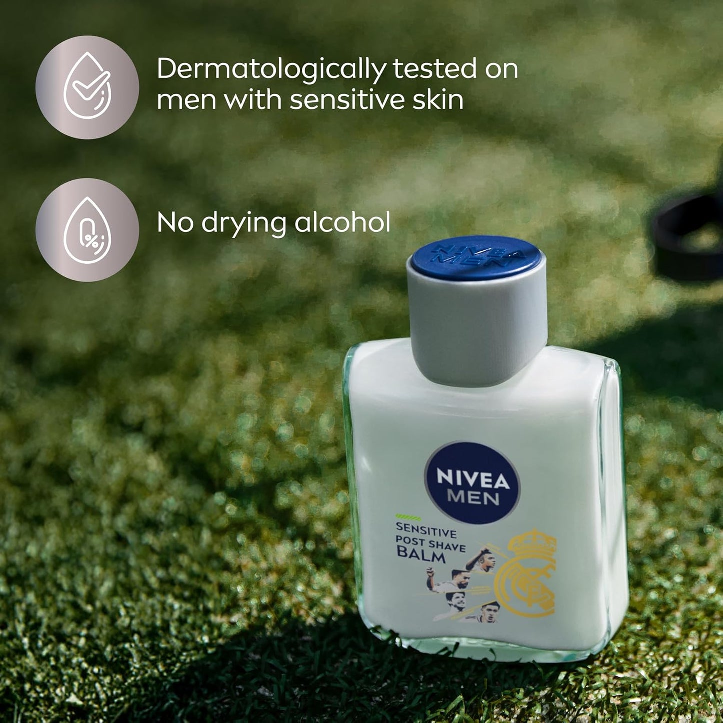 NIVEA MEN Real Madrid Sensitive Post Shave Balm – Daily Calming Aftershave Ritual for Sensitive Skin, 3.3 oz 3-Pack