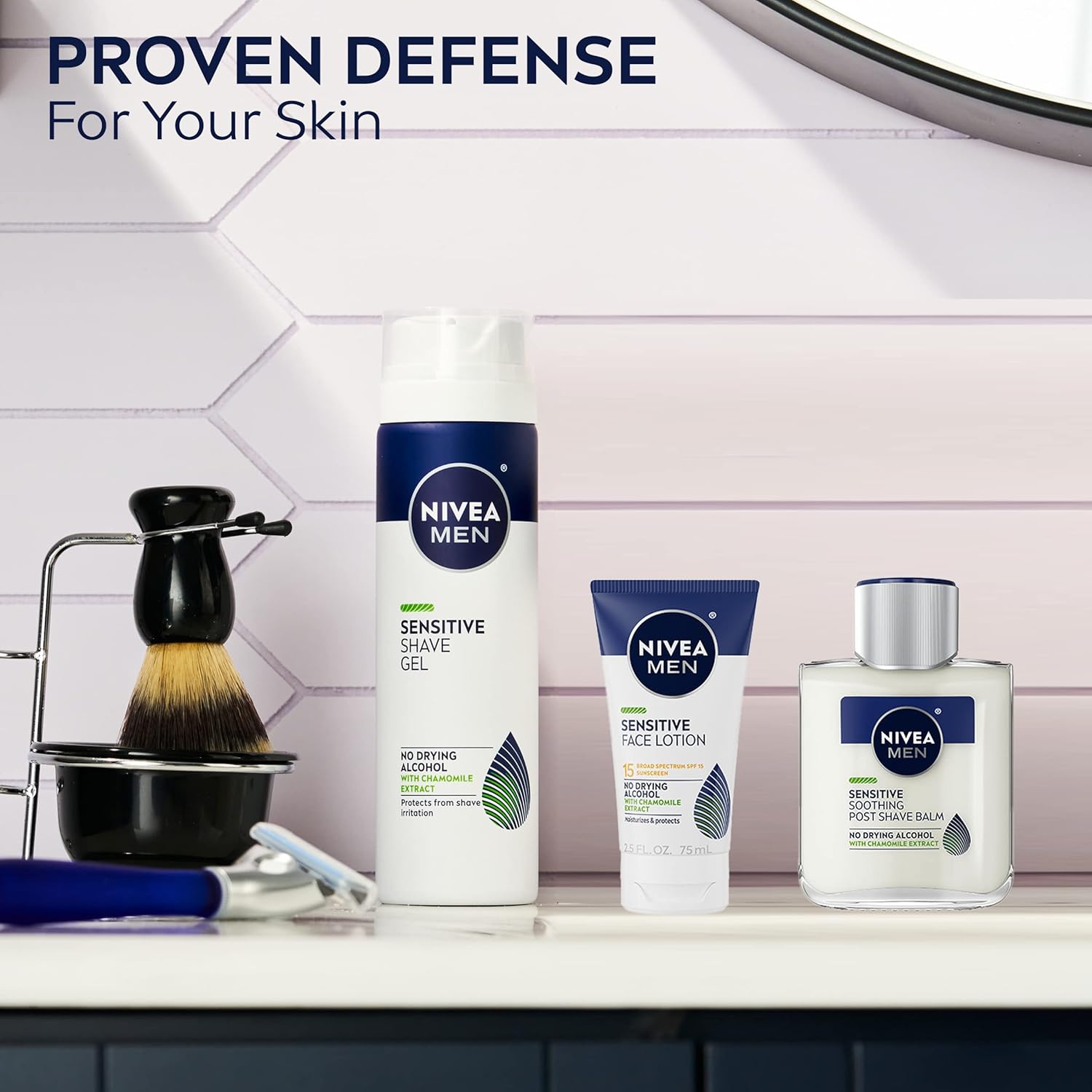 NIVEA MEN Sensitive Face Lotion with SPF 15 – Daily Morning Self-Care Ritual for Sensitive Skin